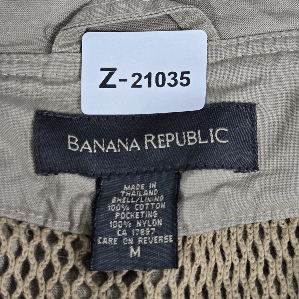 VINTAGE Banana Republic Men Jacket M Safari Khaki Cargo Vest Fishing Utility‎